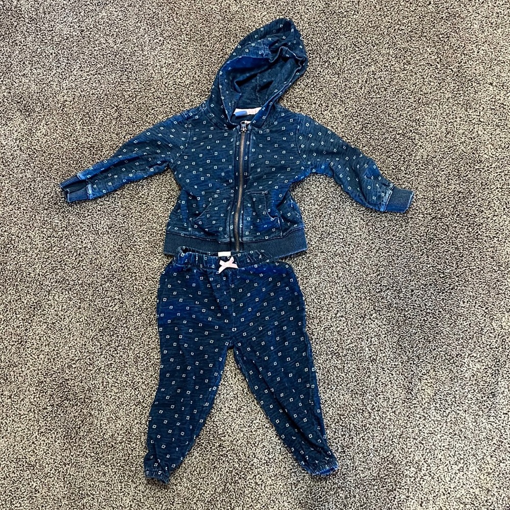 Carted denim sweat suite matching 2 peice set 12 months girls baby